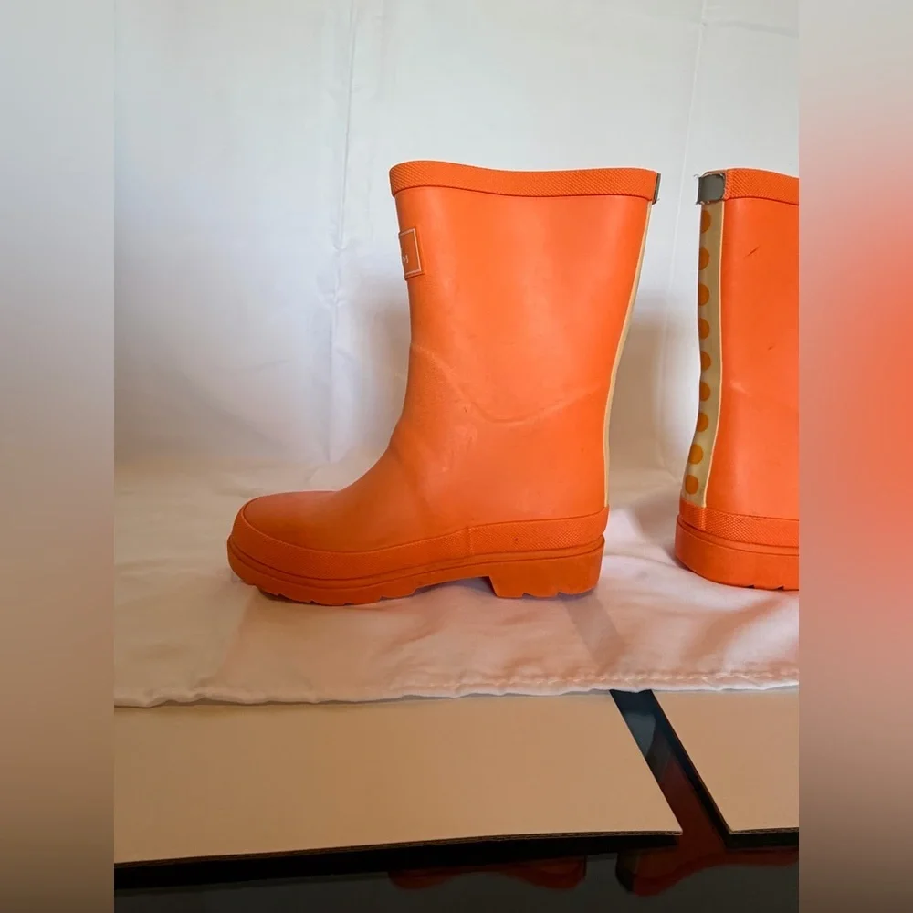Joules Vibrant Orange Waterproof Boots, Size 12